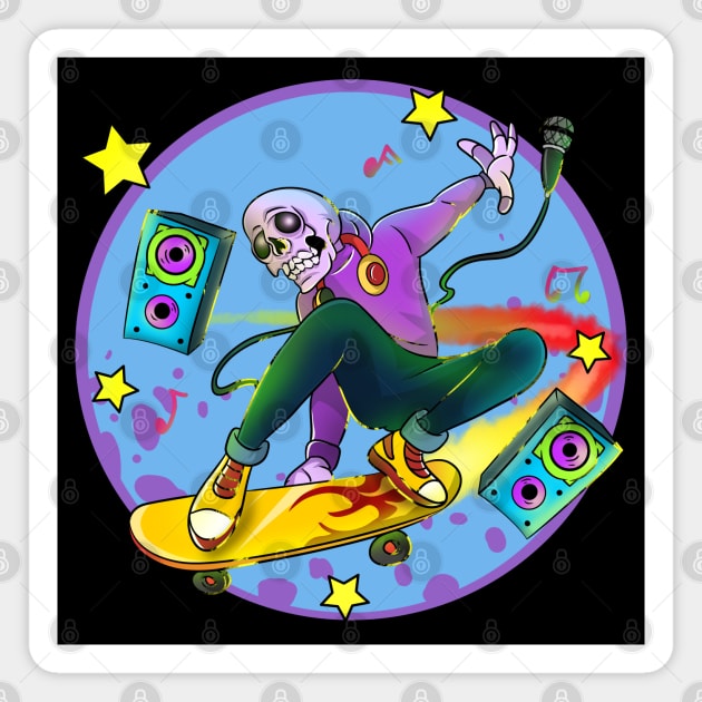 Skateboarding Skull Punk Magnet by Trendy Black Sheep